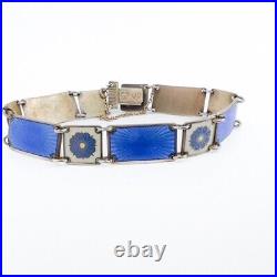 Vintage David Andersen Guilloche Enamel Gilt Sterling Bracelet