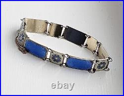 Vintage David Andersen Guilloche Enamel Gilt Sterling Bracelet