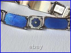 Vintage David Andersen Guilloche Enamel Gilt Sterling Bracelet