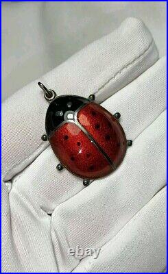 Vintage David Andersen Norway Sterling Silver Enamel Ladybug Pendant