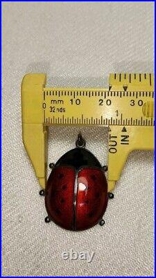 Vintage David Andersen Norway Sterling Silver Enamel Ladybug Pendant