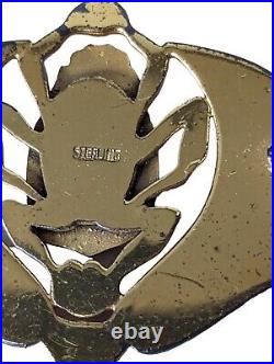 Vintage Egyptian Revival Vermeil Sterling Silver & Enamel Scarab Pin Brooch