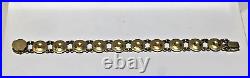 Vintage Georg Jensen Gold Gilt Sterling Silver & White Enamel Daisy Bracelet-6.5