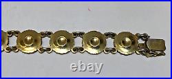 Vintage Georg Jensen Gold Gilt Sterling Silver & White Enamel Daisy Bracelet-6.5