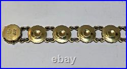 Vintage Georg Jensen Gold Gilt Sterling Silver & White Enamel Daisy Bracelet-6.5