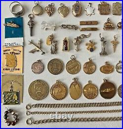 Vintage Gold Fill Charms Bracelets LOCKETS Liberty Heart Gibson Girl Medallion