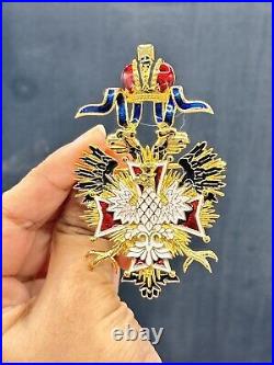 Vintage Inspired 925 Sterling Silver Enamel Double Headed Eagle Brooch