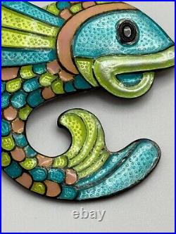 Vintage Margot de Taxco Sterling Silver Enamel Fish Brooch