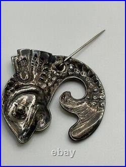 Vintage Margot de Taxco Sterling Silver Enamel Fish Brooch