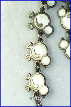 Vintage Meka Denmark Sterling Silver White Enamel Baby Chick Bracelet