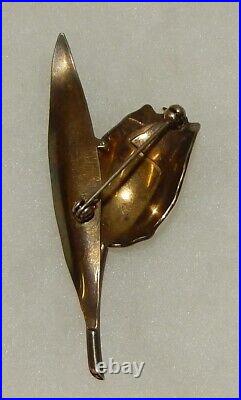 Vintage Norway Hroar Prydz Signed Guilloche Enamel Sterling Silver Tulip Brooch