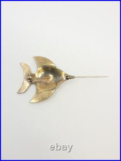 Vintage Signed DA David Andersen Sterling Angel Fish Enamel Brooch Pin