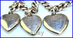 Vintage Sterling Silver Bracelet Walter Lampl Padlock Plus 5 Enamel Heart Charms