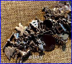 Vintage Sterling Silver Christmas Theme Charm Bracelet 38 Charms 6.75 (94gr)