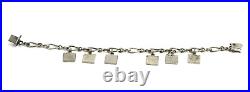 Vintage Sterling Silver & Enamel Nautical Alphabet Flags 6 Charms Bracelet