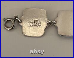 Vintage Sterling Silver Meka Denmark Blue Enamel St Maarten Bracelet 7.5