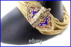 Vintage Turkish 925 Sterling Silver Enamel and Foxtail Chain Bracelet Anatoli