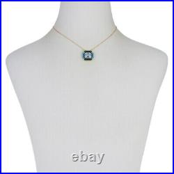 Womens Blue Topaz & Enamel Octagon Goldtone Sterling Silver Necklace, 18