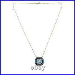 Womens Blue Topaz & Enamel Octagon Goldtone Sterling Silver Necklace, 18