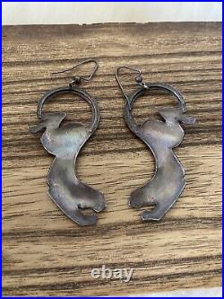 Zarah Sterling Silver Nouveau Art Enamel Tiger Earrings French Wire Hooks